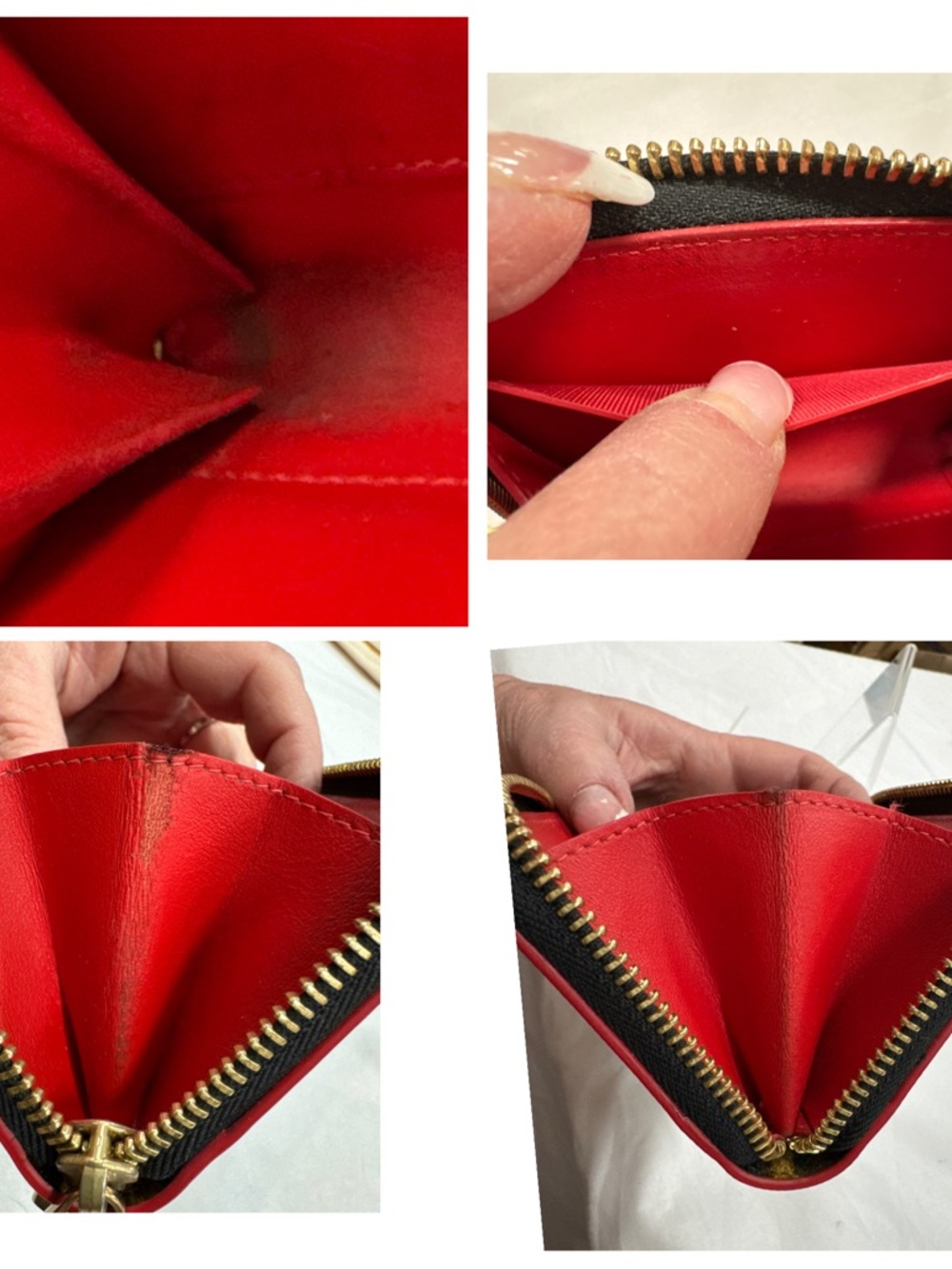Christian Louboutin Red Leather Zip Card Wallet with Gold Zip - Picture 6 of 7